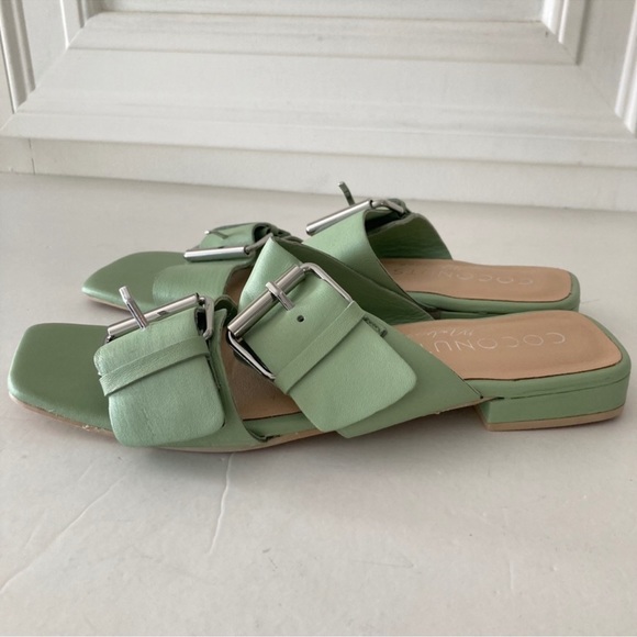 Coconuts By Matisse Anthropologie Moxie Green Leather Sandals Sz 8 - Picture 4 of 4